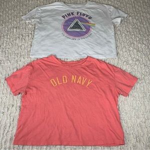WOMEN TOP SHIRT BUNDLE SIZE SMALL CROP T SHIRTS SHORT SLEEVE PINK FLOYD OLD NAVY